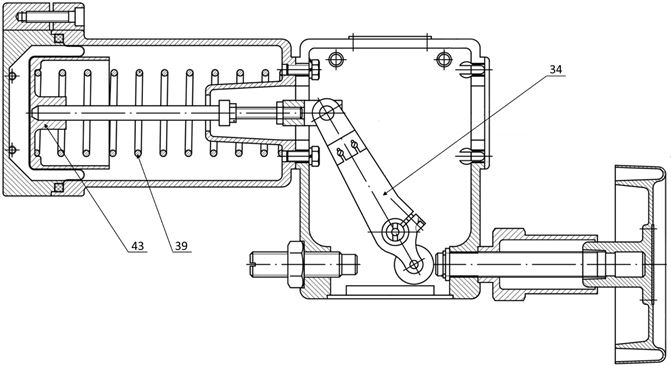Схема пружинно-мембранного исполнительного механизма регулирующего клапана