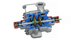 Двухступенчатый двухопорный насос с радиальным разъемом тип ВВ2